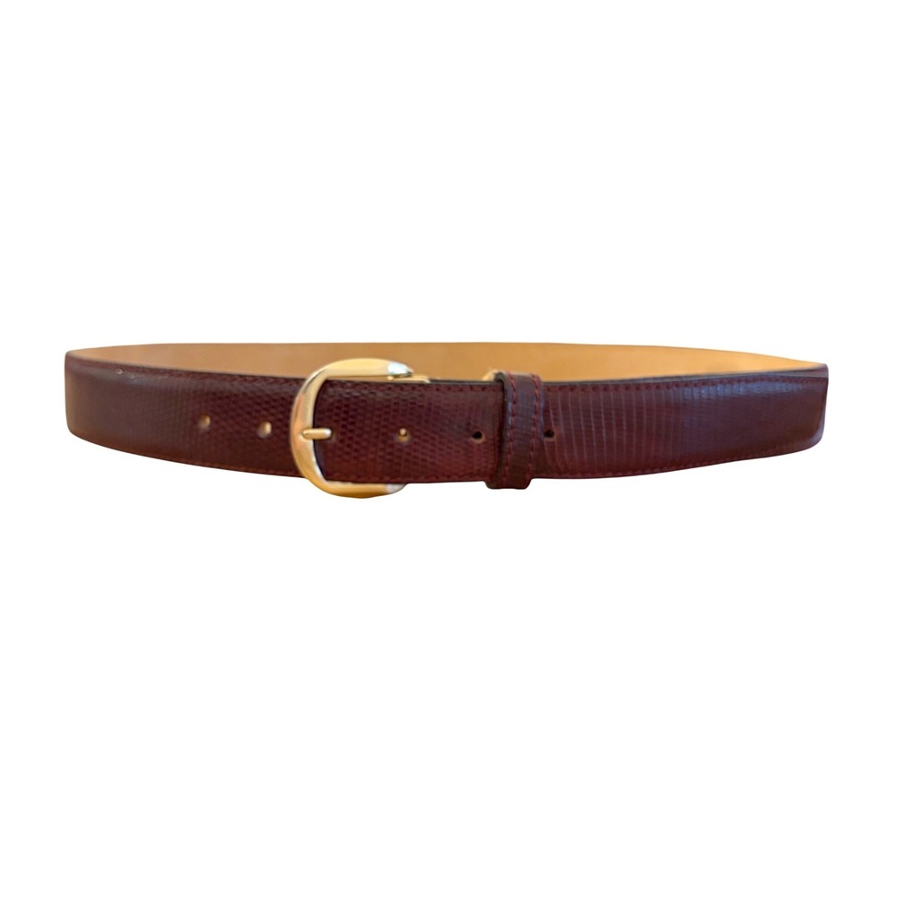 Rabena Genuine Lizard Leather Belt Men 36 Exotic Skin Spain Brown Gold Buckle